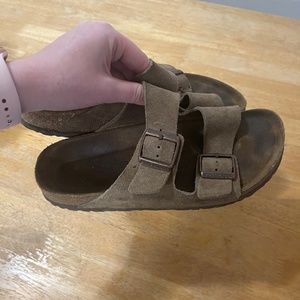 Birkenstock Arizona Taupe Suede Leather Sandals